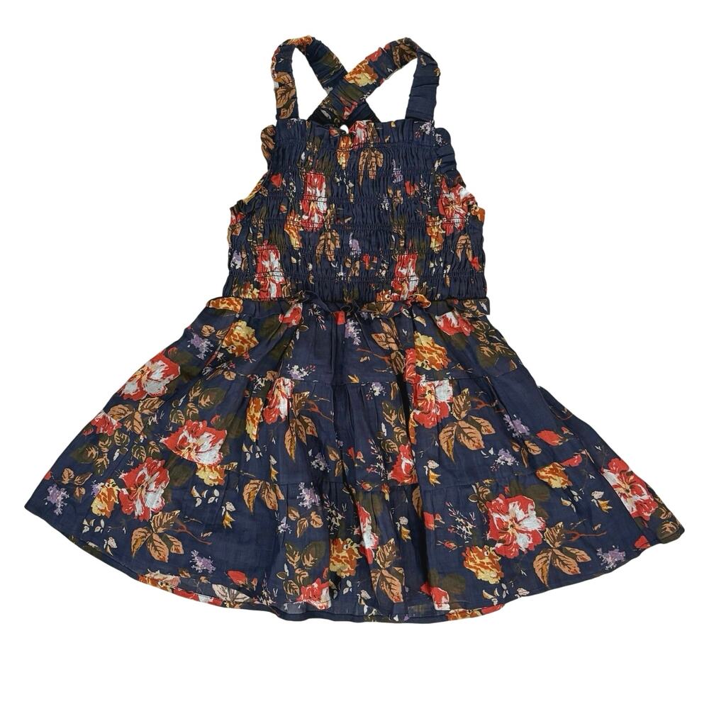 SEA New York Girls Floral Smocked Dress 4Y Navy Wedding Flower Girl NWT